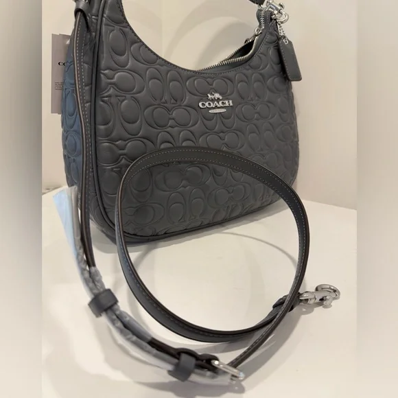 NWT Coach Teri Hobo Bag In Grey Signature Leather - Picture 12 of 16